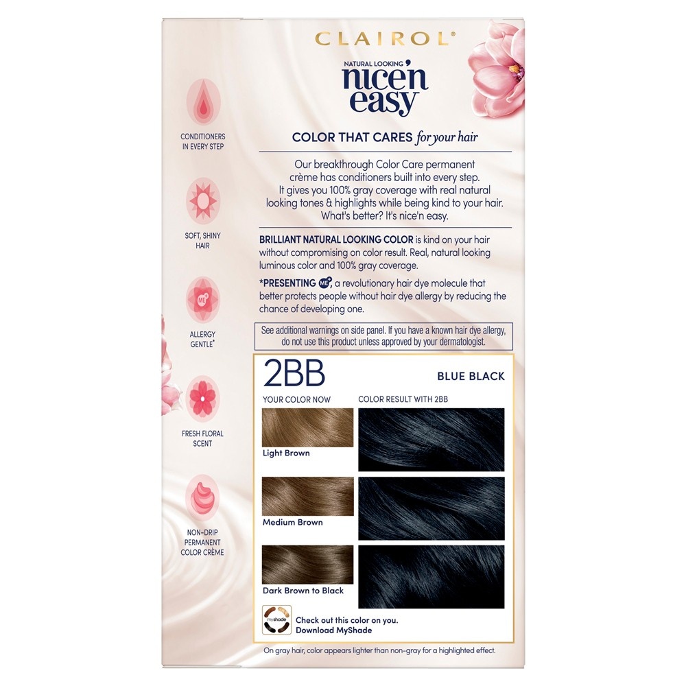 slide 3 of 7, Clairol Nice'n Easy Permanent Hair Color - 2BB Blue Black, 1 ct