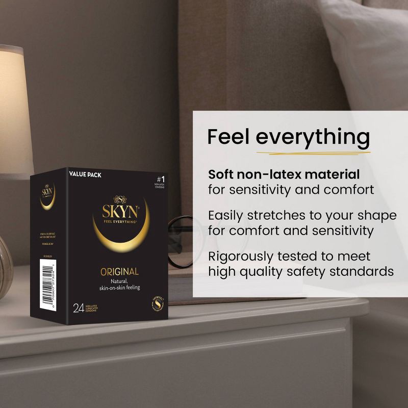 slide 9 of 9, SKYN Original Non-Latex Lubricated Condoms - 24ct, 24 ct