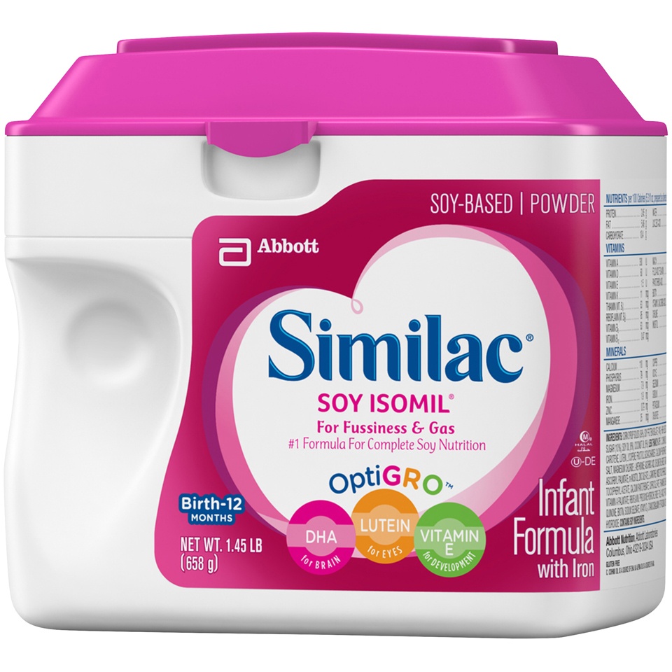 slide 3 of 5, Similac Soy Isomil Infant Formula Powder with Iron, 1.45 lb