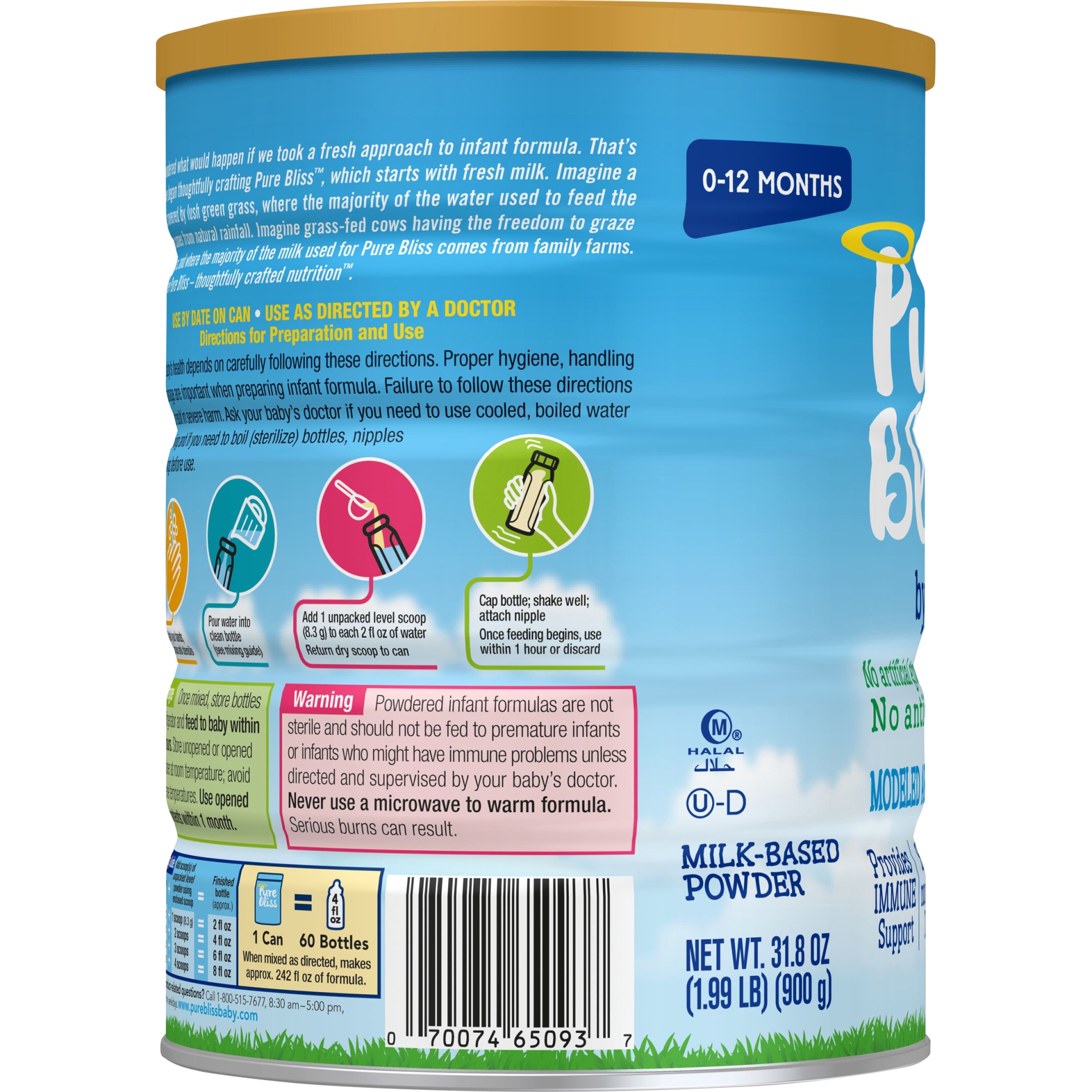 slide 4 of 7, Pure Bliss by Similac Non-GMO Infant Formula Powder, 31.8 oz