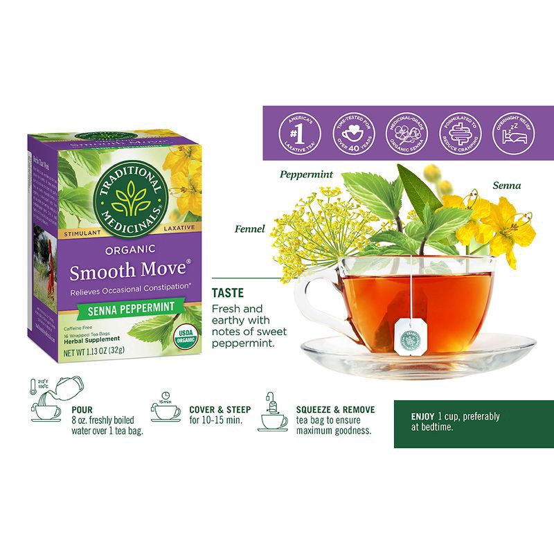 slide 8 of 11, Traditional Medicinals Smooth Move Peppermint Tea Bags - 16ct, 16 ct