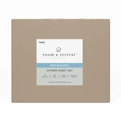 ROOM & RETREAT RR 400 Thread Counts Sheet set, Twin, 3 pc set, Doeskin