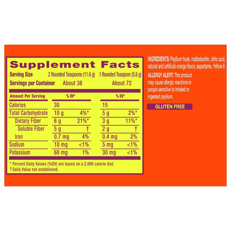 slide 3 of 10, Metamucil Psyllium Fiber Supplement Powder - Sugar Free - Orange - 15oz, 15 oz