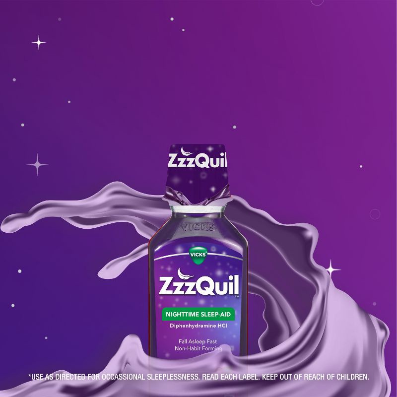 slide 5 of 7, ZzzQuil Nighttime Sleep-Aid Liquid - Berry - 12 fl oz, 12 fl oz