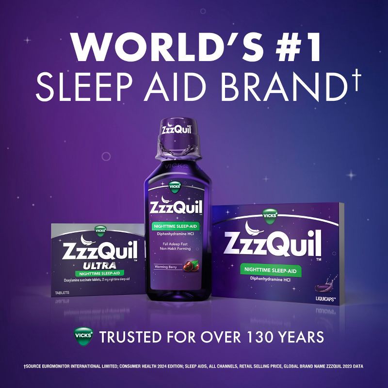 slide 7 of 10, ZzzQuil Nighttime Sleep-Aid Liquid - Berry - 12 fl oz, 12 fl oz