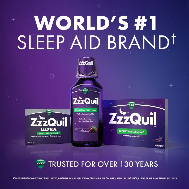slide 6 of 9, ZzzQuil Nighttime Sleep-Aid Liquid - Berry - 24 fl oz, 24 fl oz