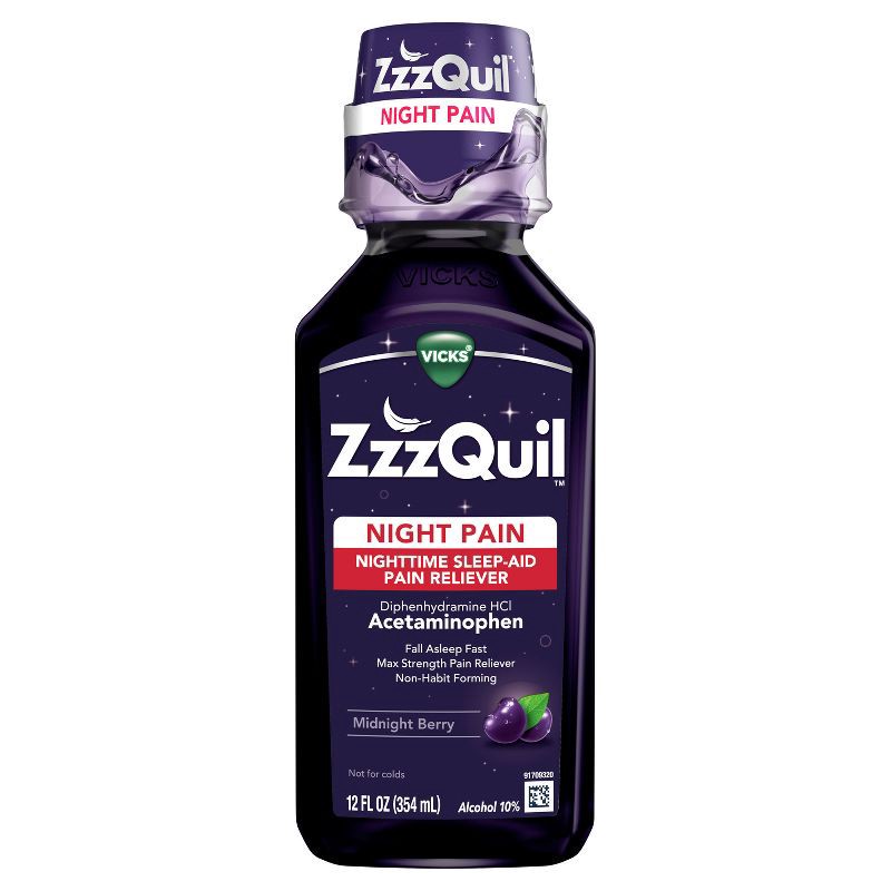 slide 1 of 8, ZzzQuil Nighttime Sleep-Aid Liquid - Berry - 24 fl oz, 24 fl oz