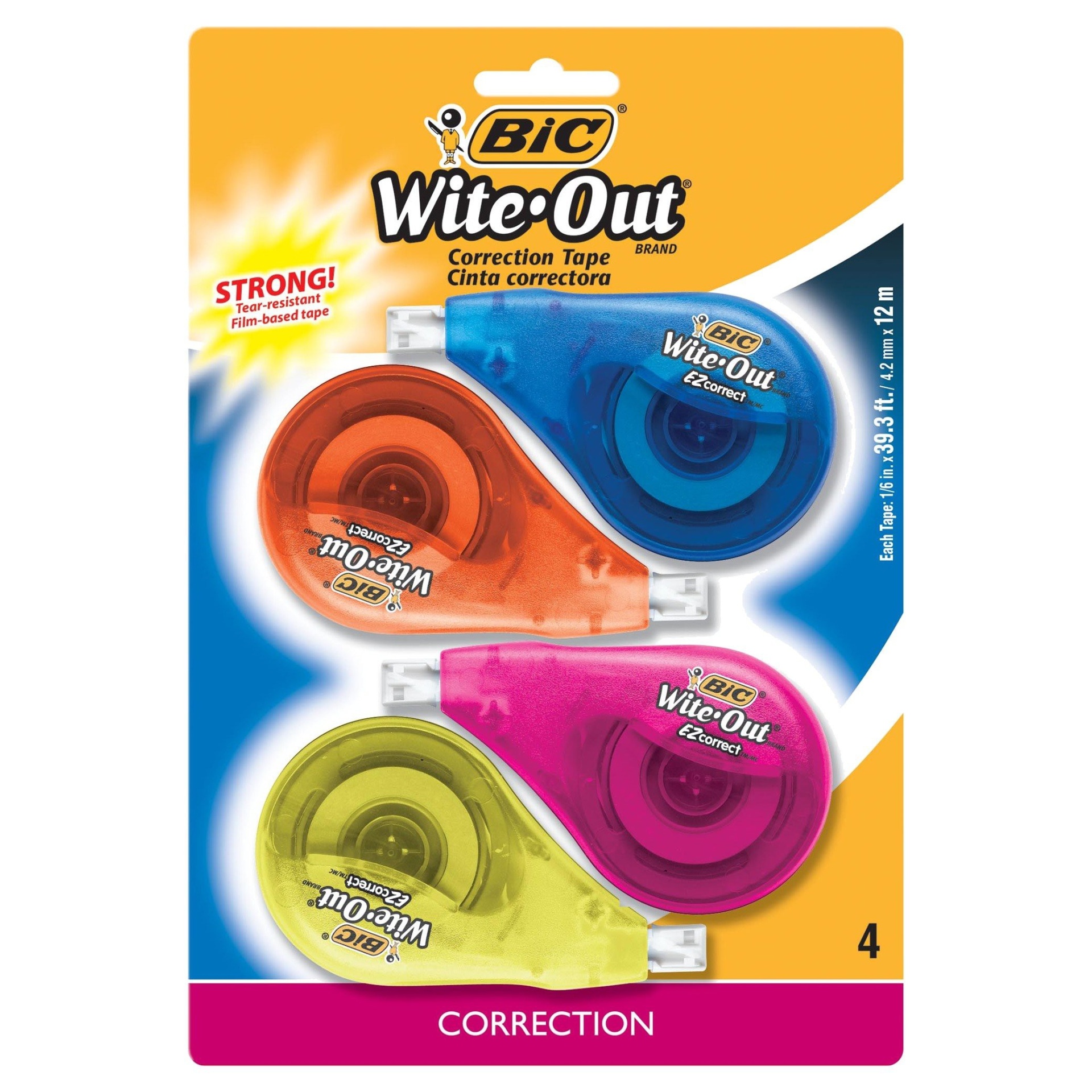 slide 1 of 5, BIC Wite-Out Correction Tape, 4 ct; 0.15 in x 33.3 ft