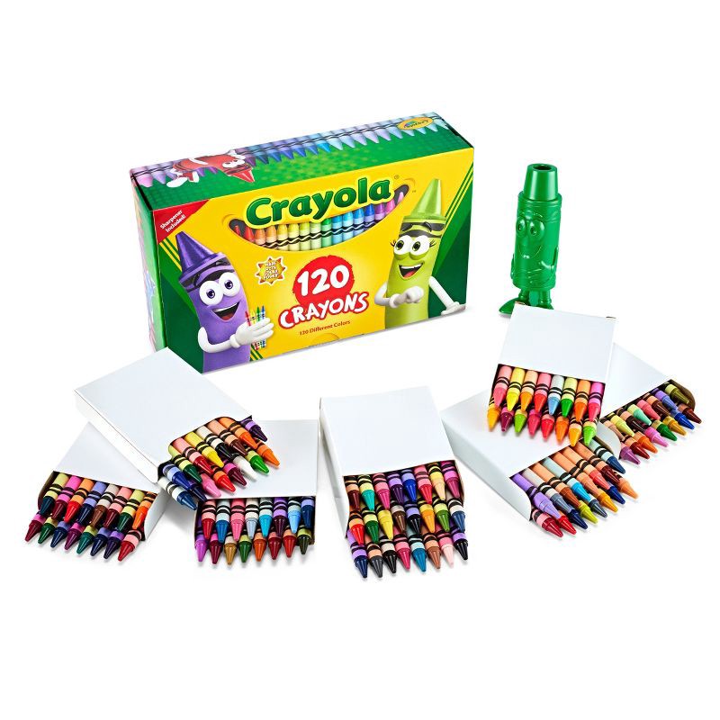 slide 2 of 5, Crayola 120ct Bulk Crayon Set with Sharpener Kids School Supplies Art Classroom Essentials for Teachers 120 Colors Ages 3+, 120 ct