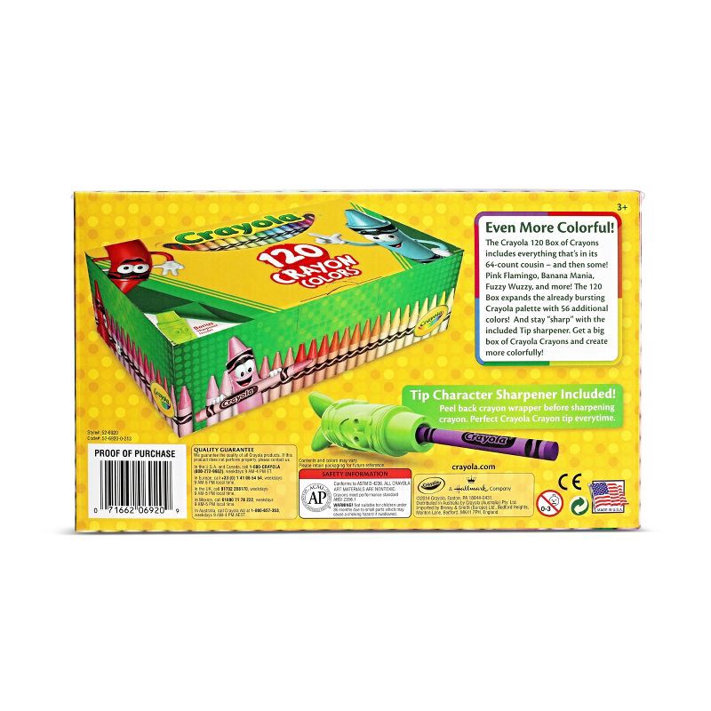 slide 4 of 5, Crayola 120ct Bulk Crayon Set with Sharpener Kids School Supplies Art Classroom Essentials for Teachers 120 Colors Ages 3+, 120 ct