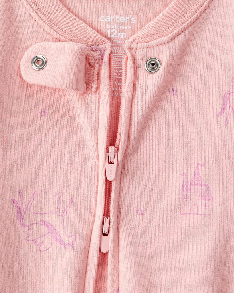 slide 2 of 3, Carter's Baby Girl Fairy Star Print 100% Cotton Long-Sleeve Snug Fit 1-Piece Pajamas - Pink Pink 18M, 1 ct
