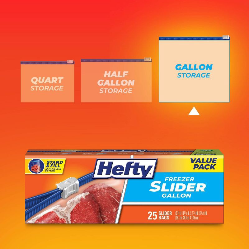 slide 2 of 10, Hefty Gallon Freezer Storage Slider Bags - 25ct, 25 ct