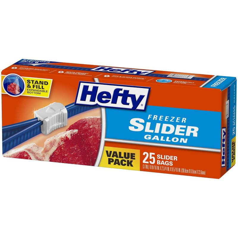 slide 4 of 10, Hefty Gallon Freezer Storage Slider Bags - 25ct, 25 ct