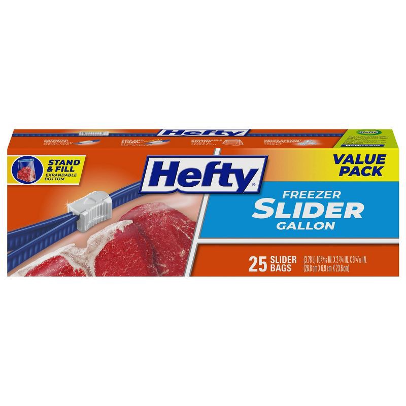 slide 1 of 10, Hefty Gallon Freezer Storage Slider Bags - 25ct, 25 ct