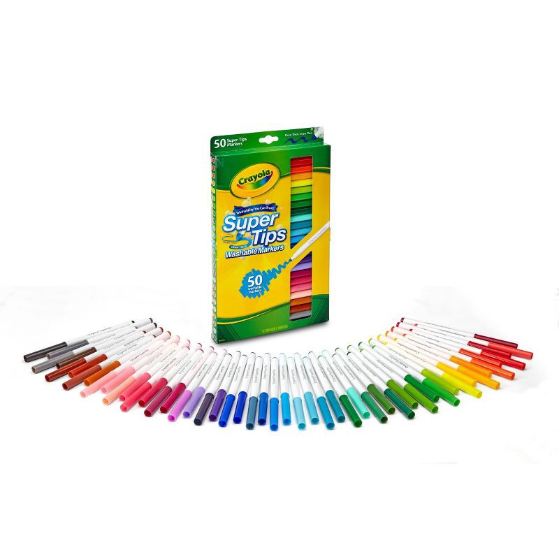 slide 3 of 6, Crayola 50ct Super Tips Washable Markers, Kids School Supplies, Art Classroom Must Haves for Teachers, Coloring Gift, Ages 3+, 50 ct