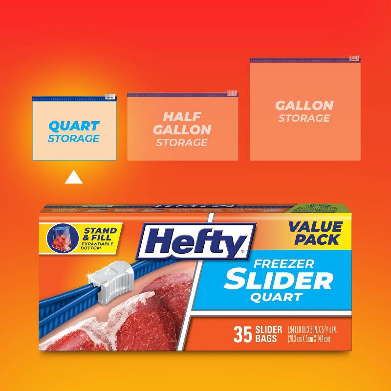 slide 2 of 10, Hefty Quart Freezer Storage Slider Bags - 35ct, 35 ct