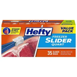 Hefty Quart Freezer Storage Slider Bags - 35ct: BPA-Free, Multipurpose, Clear