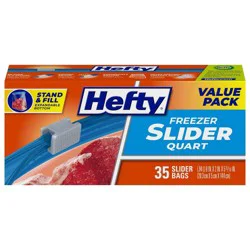 Hefty Quart Freezer Storage Slider Bags - 35ct