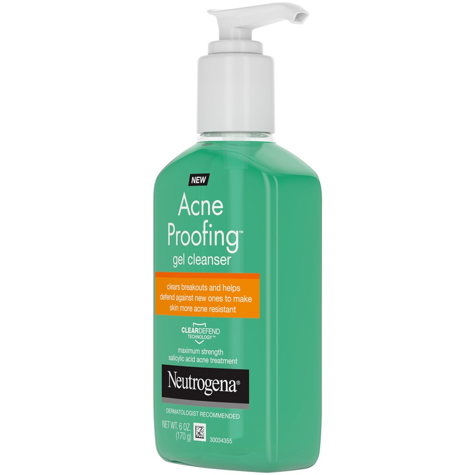 slide 4 of 6, Neutrogena Acne Proofing Salicylic Acid Daily Acne Treatment Gel Facial Cleanser And Wash, 6 oz