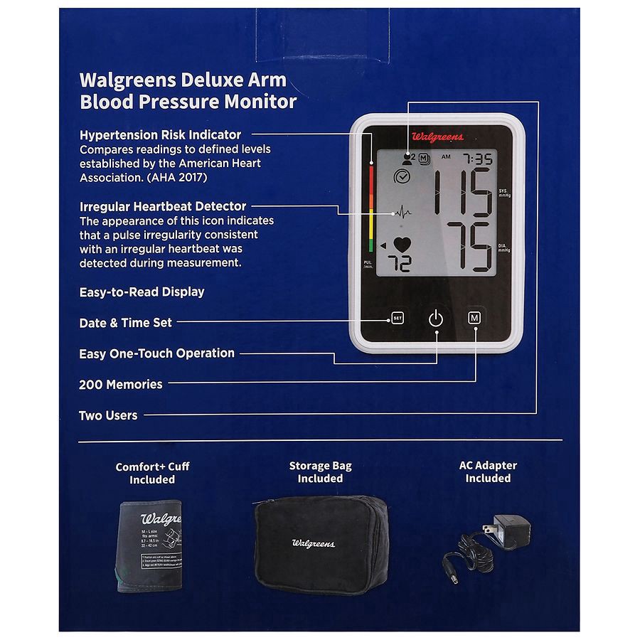slide 2 of 2, Walgreens Deluxe Upper Arm Blood Pressure Monitor, 1 ct