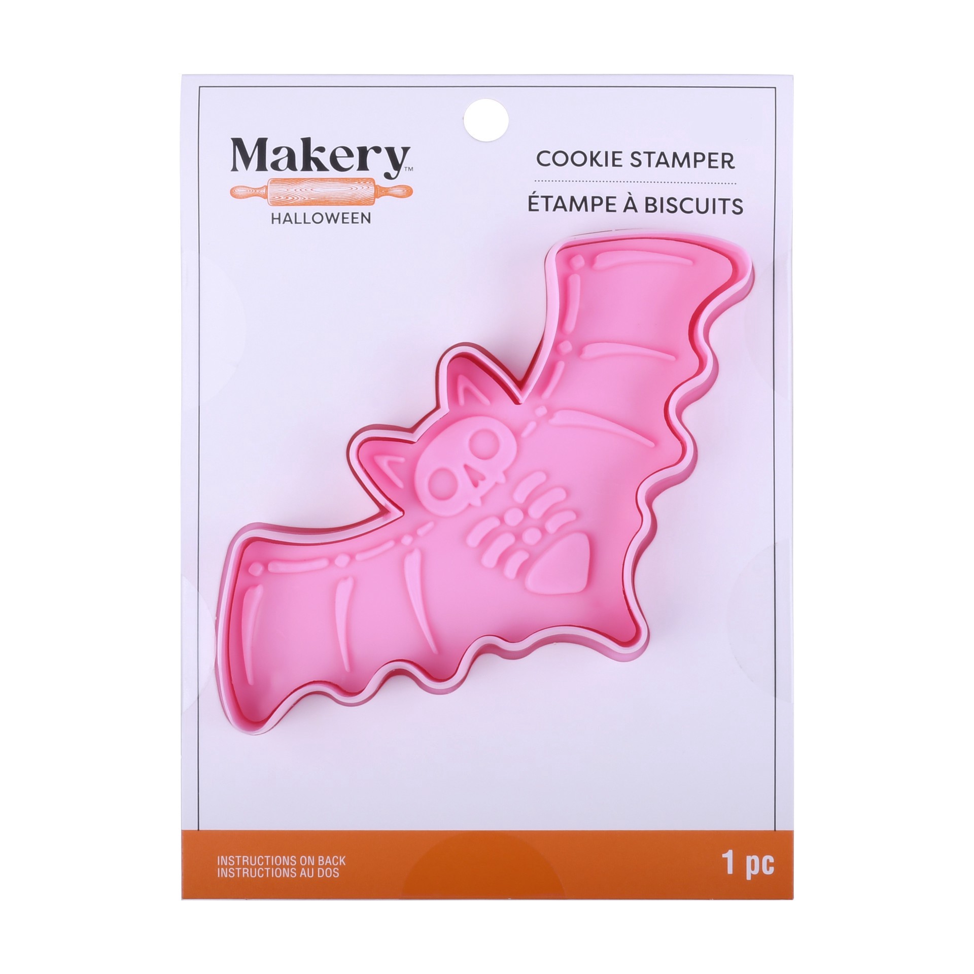 slide 2 of 4, 3" Skeleton Bat Cookie Stamper By Makery, 3 in