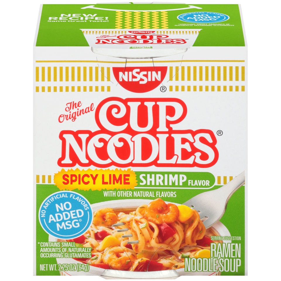 slide 1 of 1, Nissin The Original Cup Noodles Spicy Lime Shrimp Flavor Ramen Noodle Soup, 2.25 oz