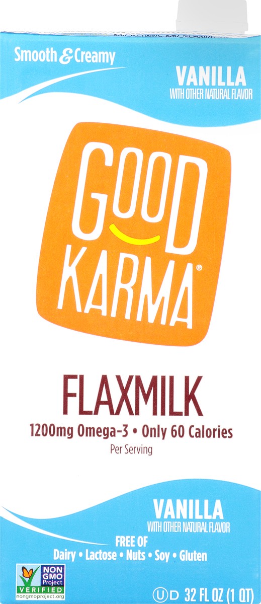 slide 2 of 13, Good Karma Flaxmilk, Vanilla, Smooth & Creamy, 32 fl oz