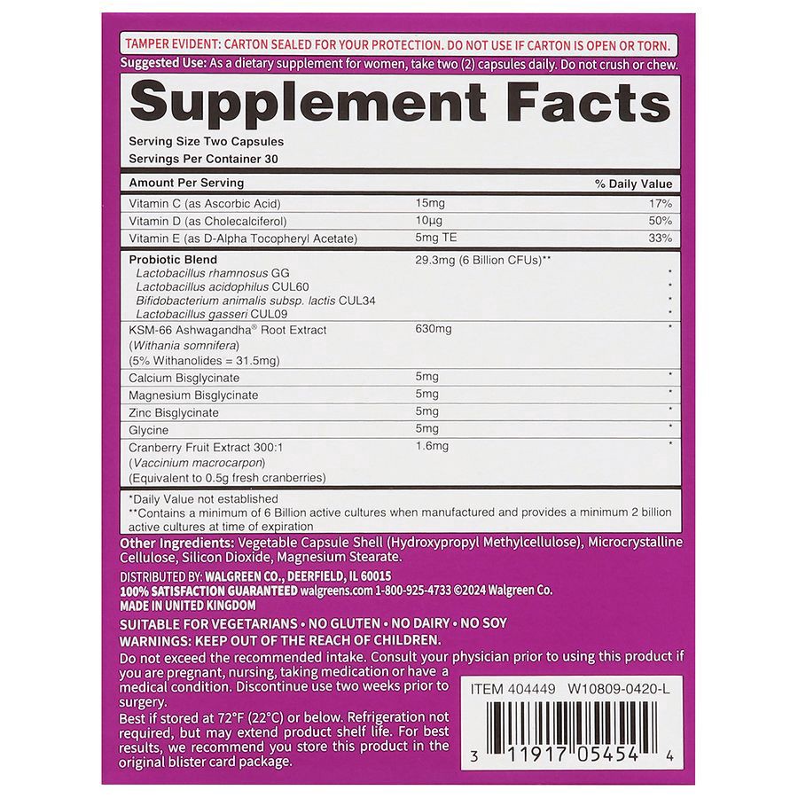 slide 2 of 3, Walgreens Free & Pure Menopause Relief Probiotic Capsules, 60 ct