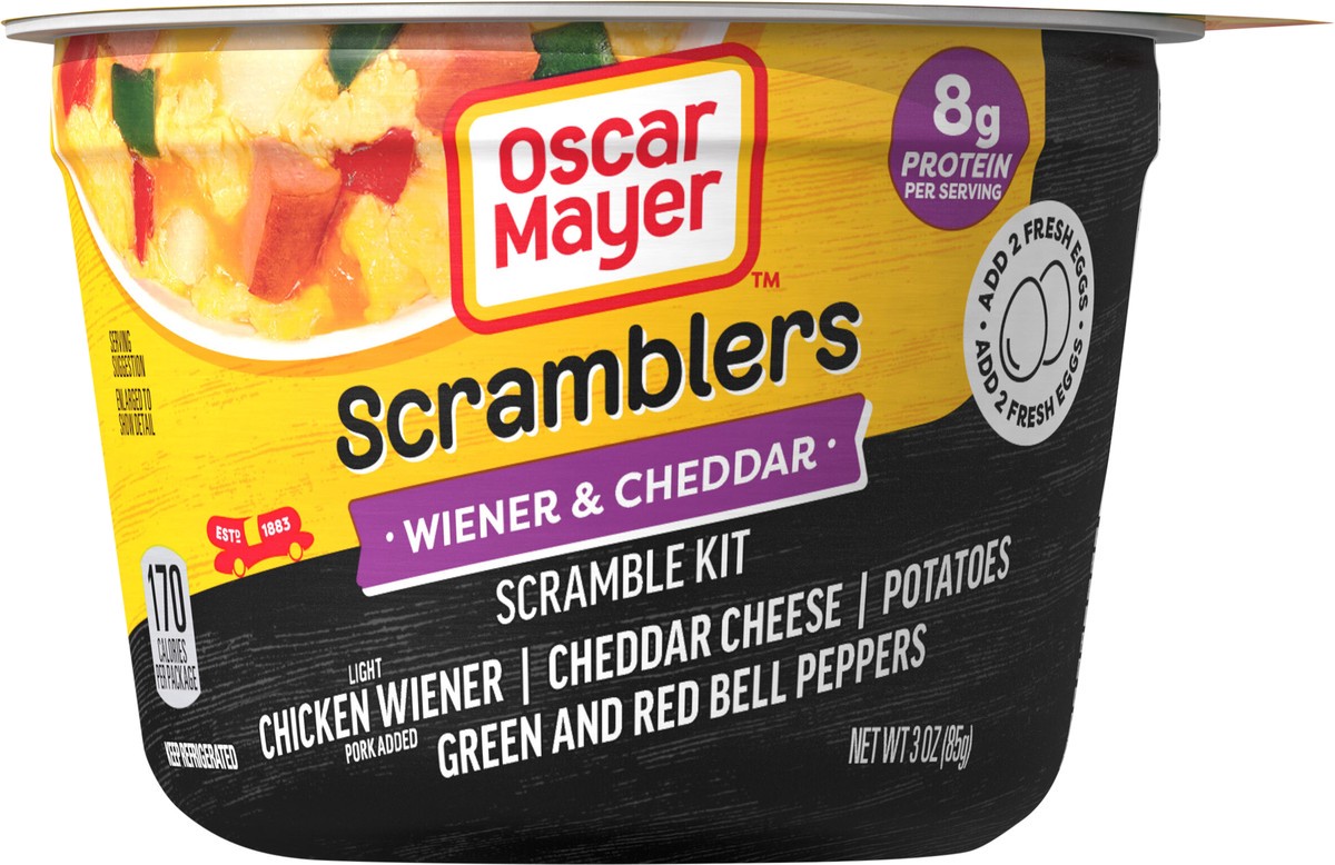 slide 6 of 9, Oscar Mayer Scramblers Wiener & Cheddar Scramble Kit, 3 oz Cup, 3 oz