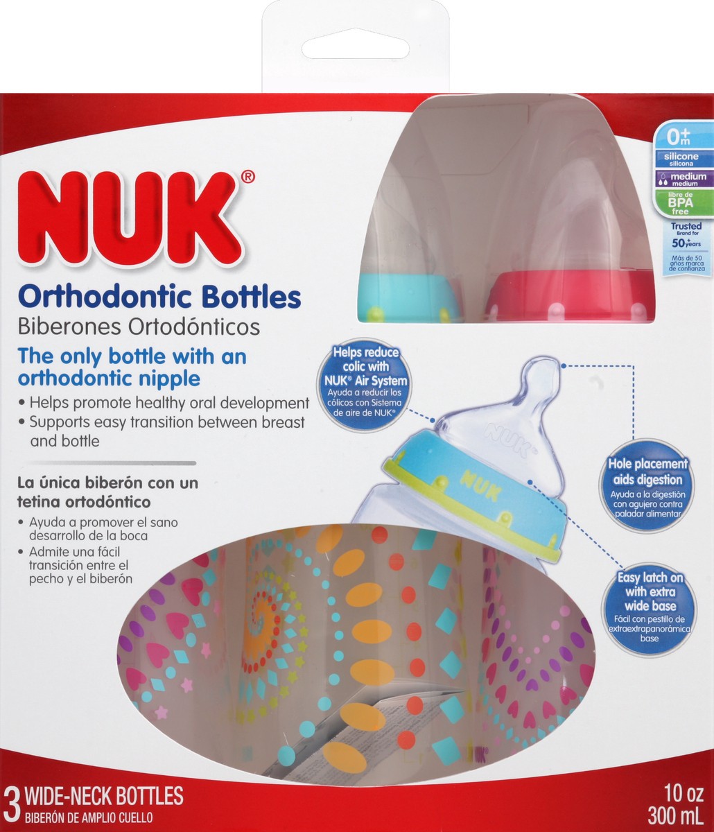 slide 5 of 6, NUK Orthodontic Silicone Bottles, 3 ct