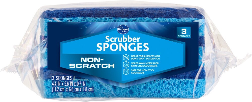 slide 2 of 3, Kroger Non-Scratch Scrubber Sponges, 3 ct