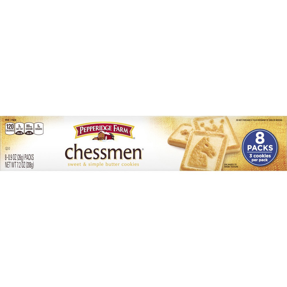 slide 6 of 6, Pepperidge Farm Chessmen Butter Cookies Multipack, 8 Packs, 3 Cookies per Pack, 7.2 oz