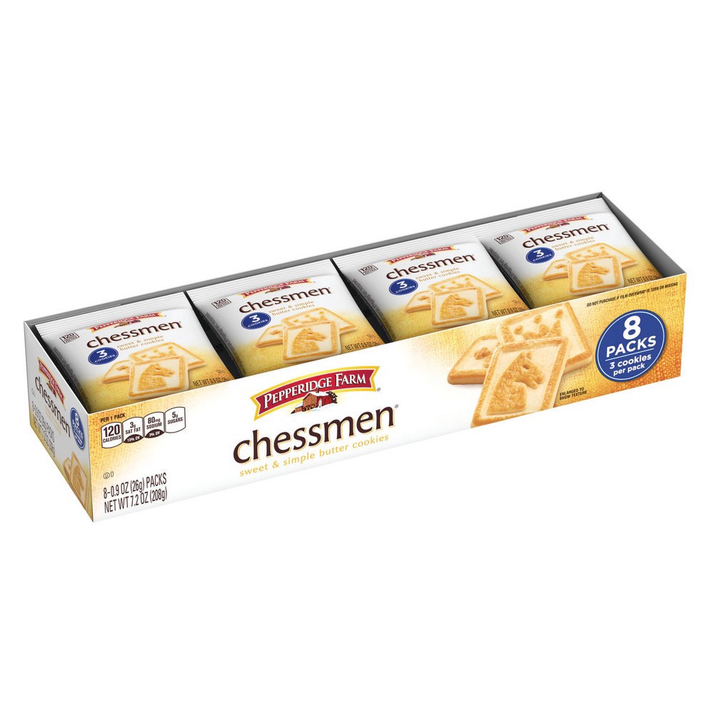 slide 2 of 6, Pepperidge Farm Chessmen Butter Cookies Multipack, 8 Packs, 3 Cookies per Pack, 7.2 oz