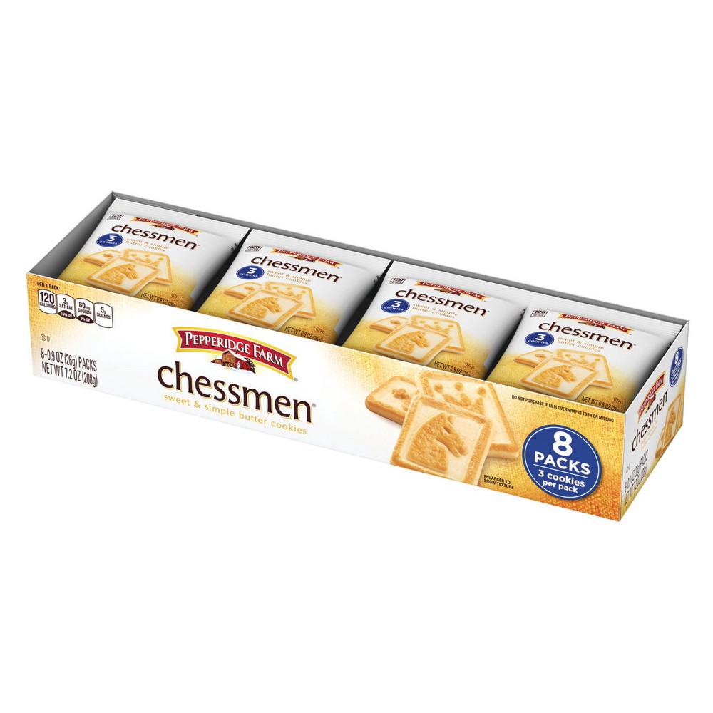 slide 3 of 6, Pepperidge Farm Chessmen Butter Cookies Multipack, 8 Packs, 3 Cookies per Pack, 7.2 oz