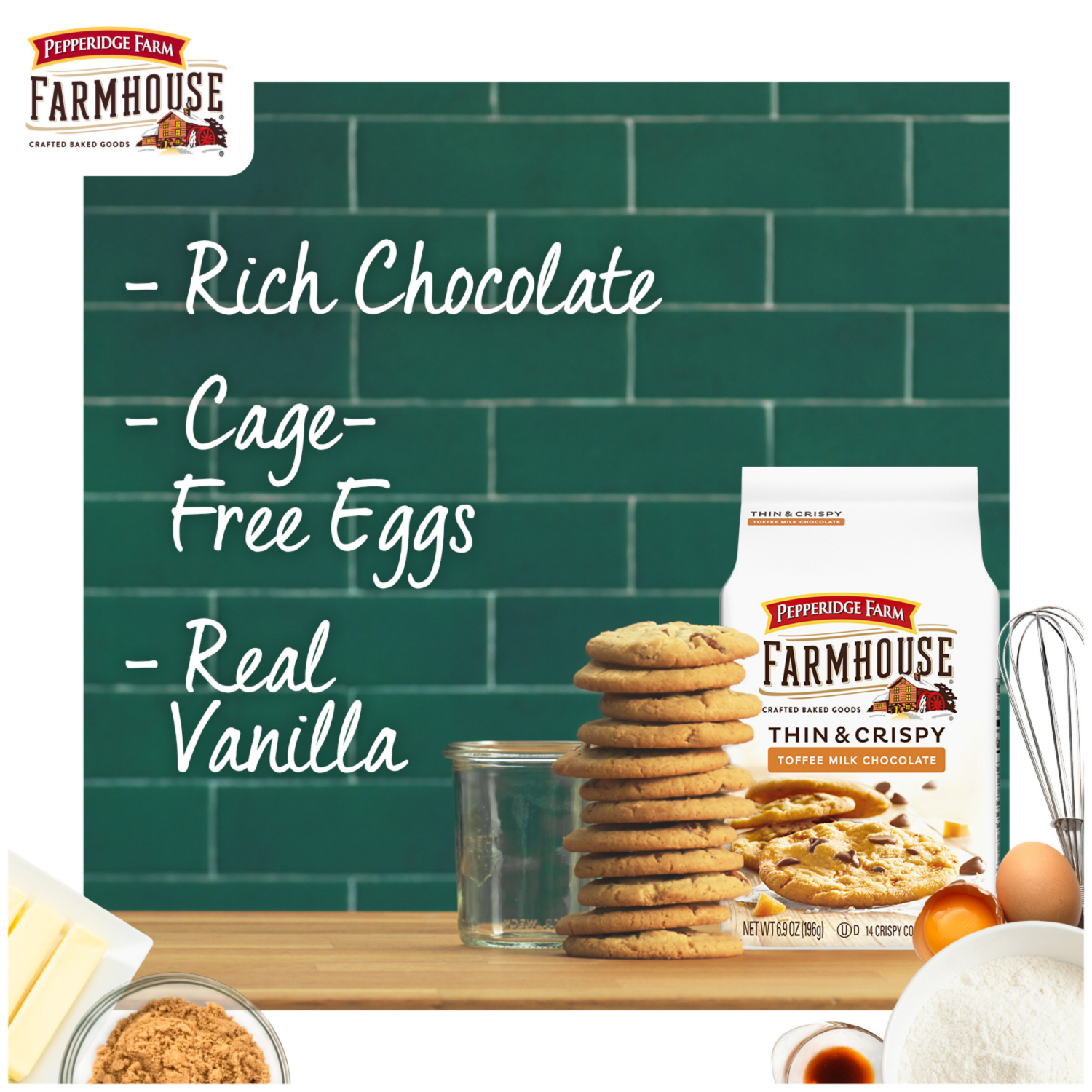 slide 5 of 7, Pepperidge Farm Thin & Crispy Toffee Milk Chocolate Cookies, 6.900 oz