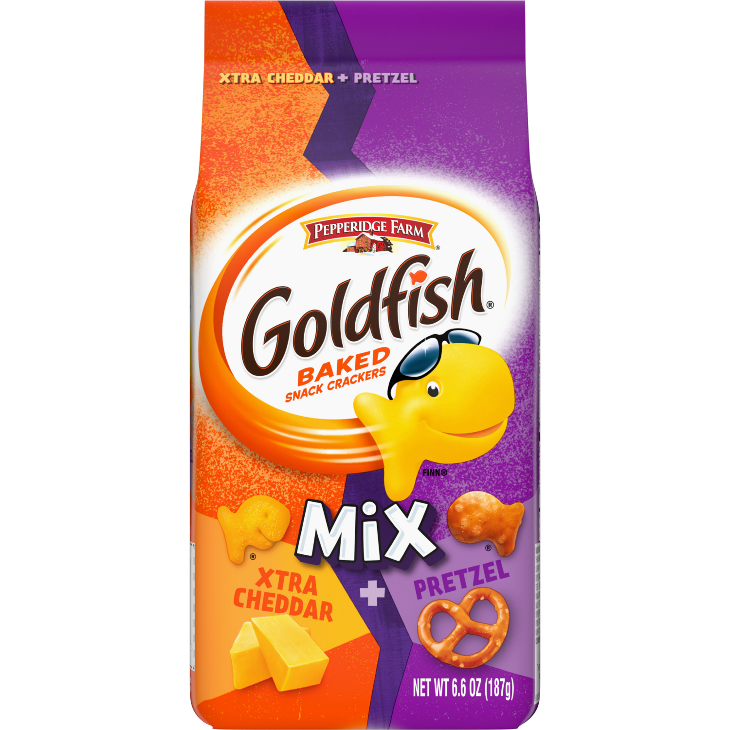 slide 1 of 8, Goldfish Xtra Cheddar + Pretzel Crackers, 6.600 oz