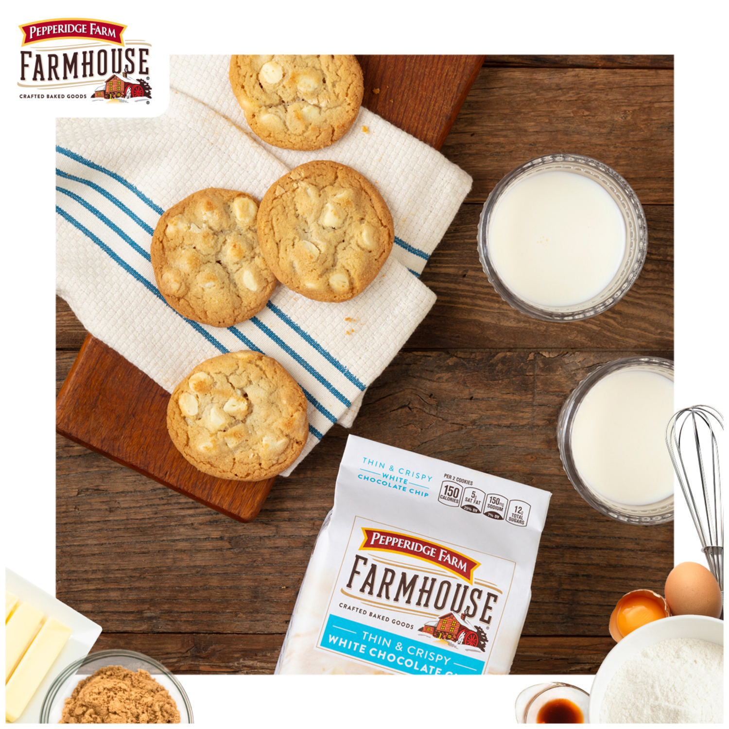 slide 6 of 7, Pepperidge Farm Thin & Crispy White Chocolate Chip Cookies, 6.9 oz
