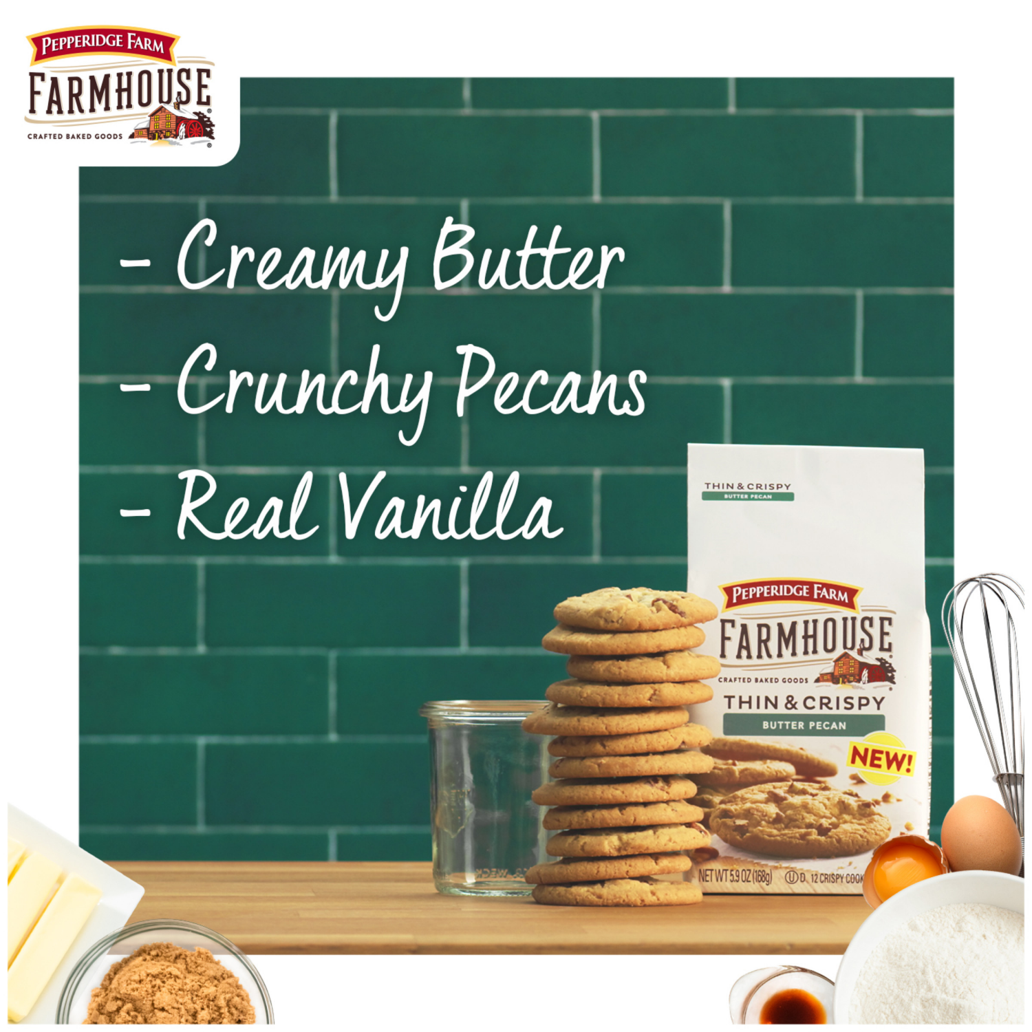 slide 5 of 7, Pepperidge Farm Thin & Crispy Butter Pecan Cookies, 5.900 oz
