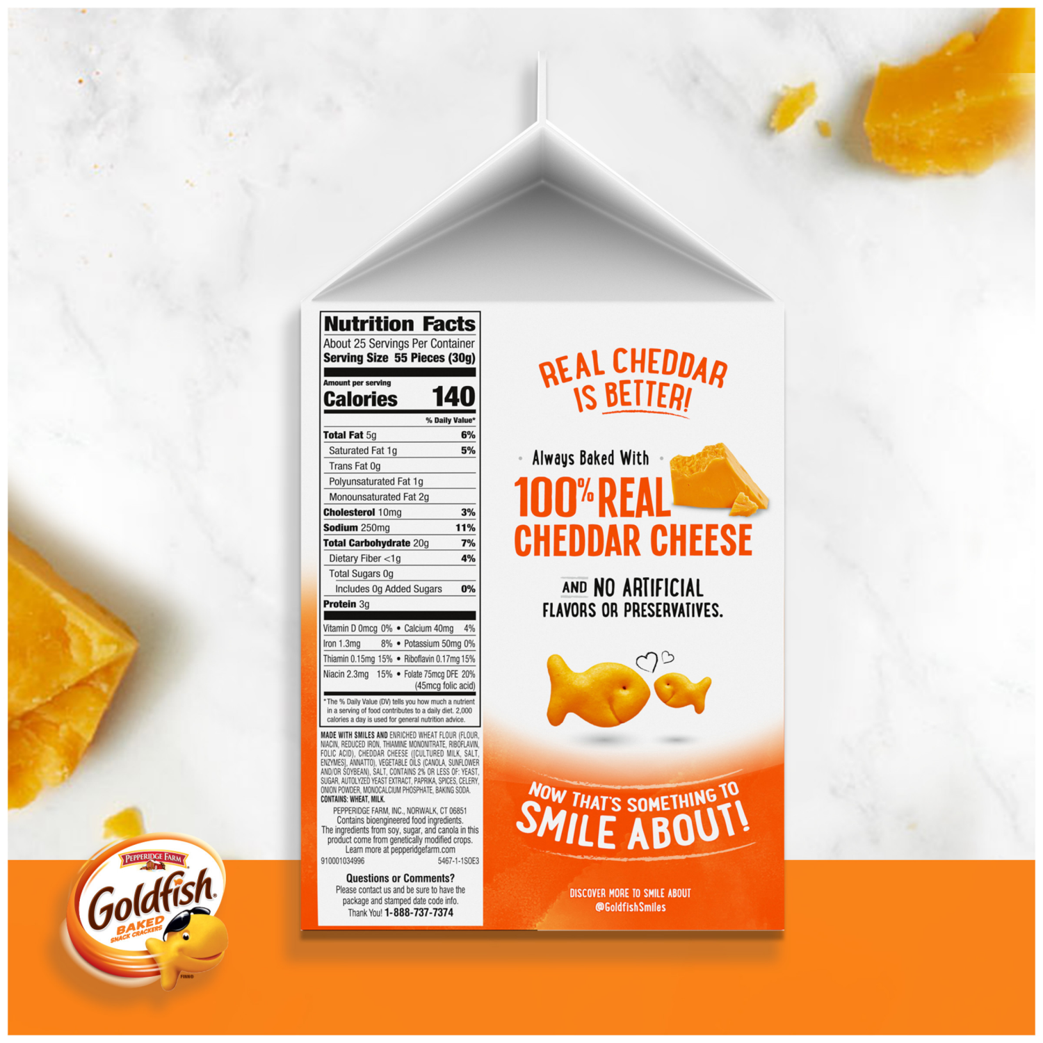 slide 3 of 5, Goldfish Cheddar Cheese Crackers, 27.3 Oz Carton, 27.300 oz