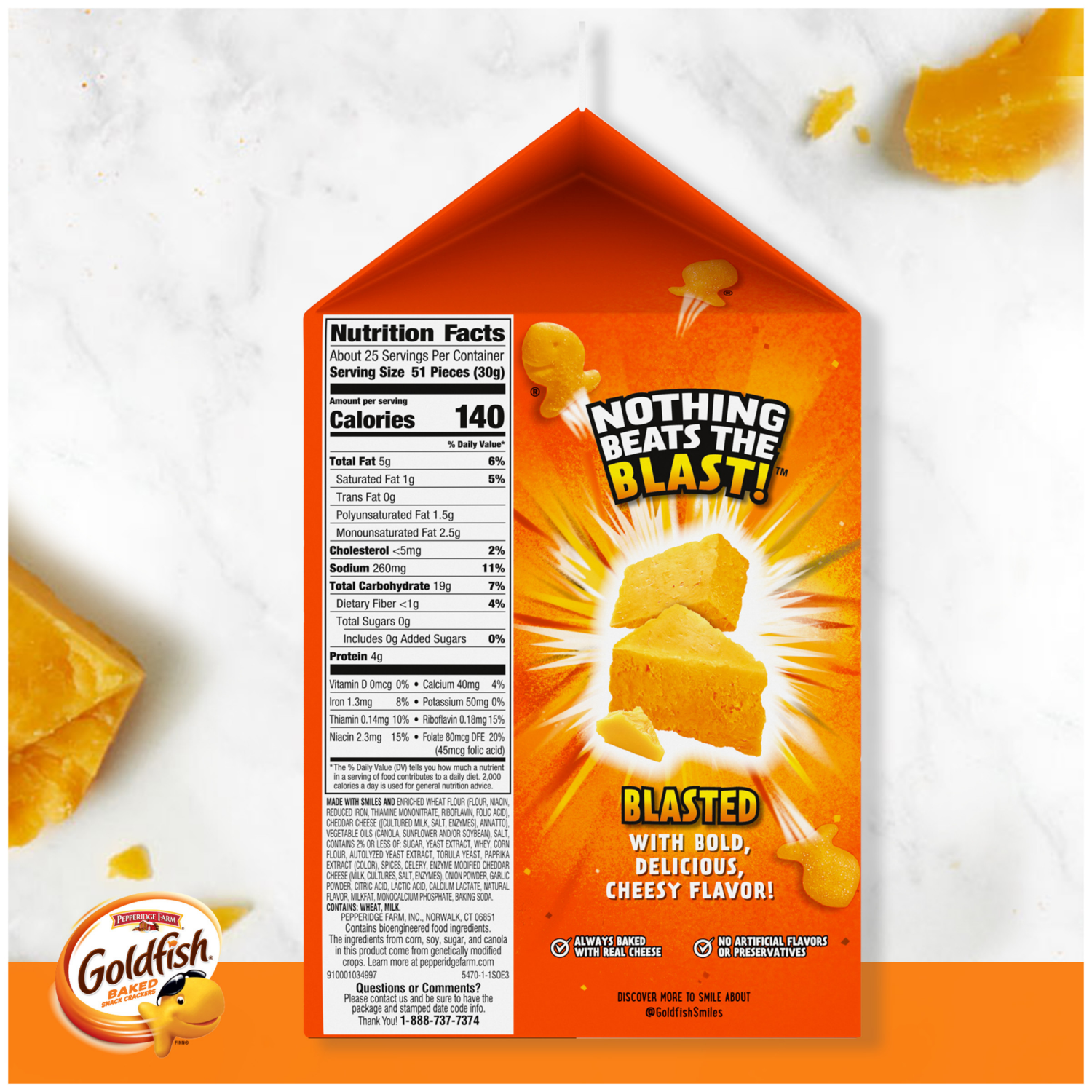 slide 3 of 5, Goldfish Flavor Blasted Xtra Cheddar Cheese Crackers, 27.300 oz