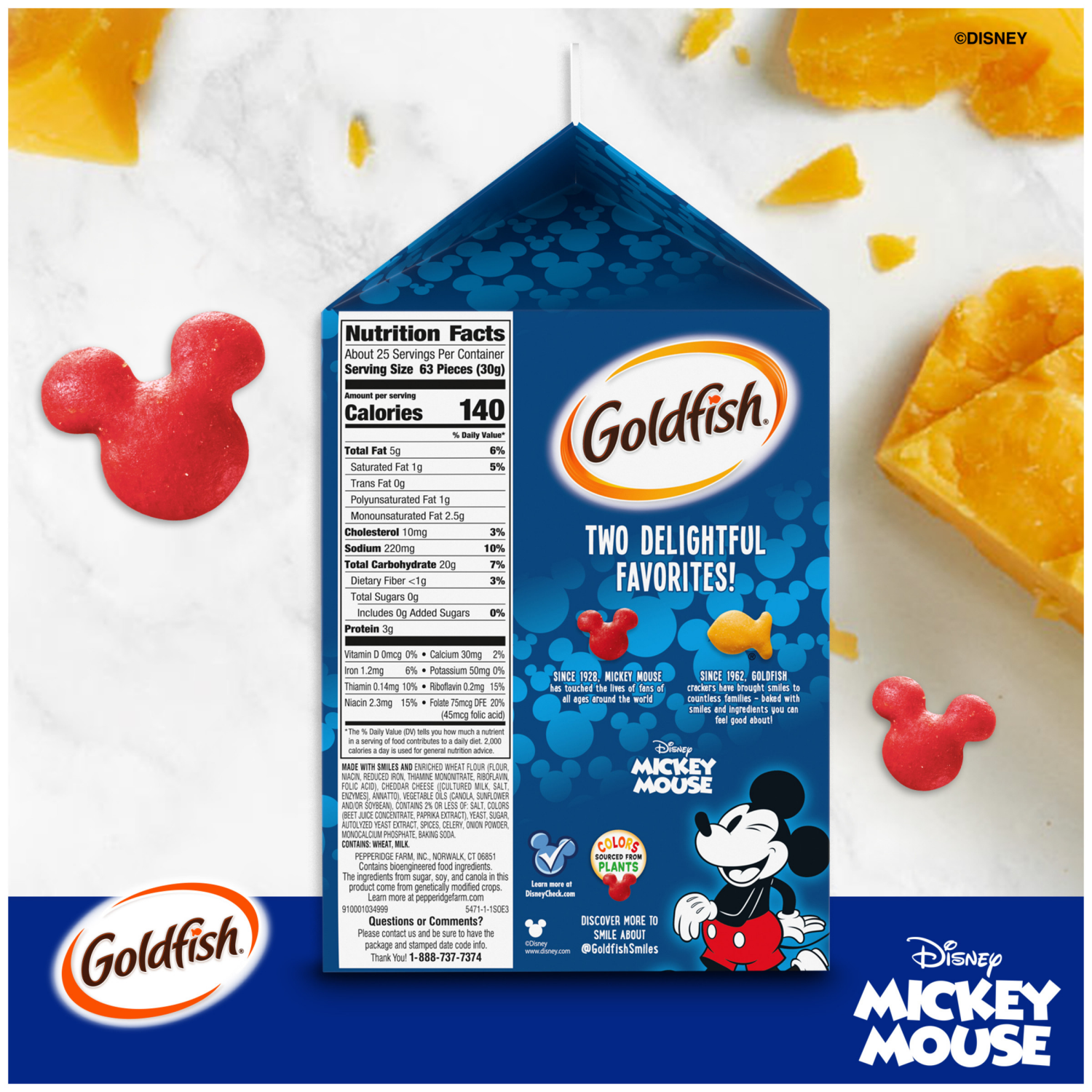slide 3 of 5, Goldfish Disney Mickey Mouse Cheddar Crackers, 27.300 oz