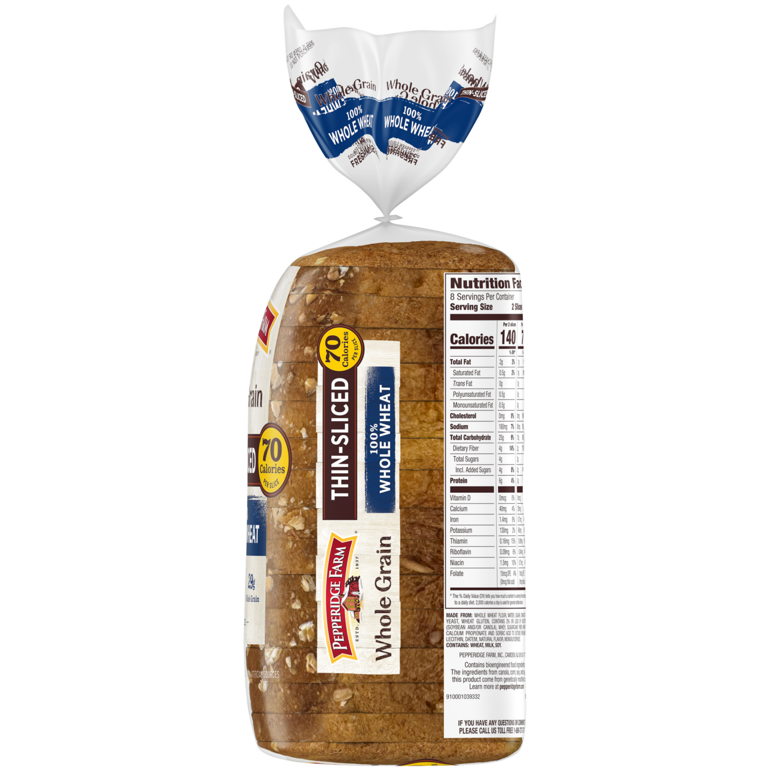 slide 3 of 5, Pep Farm Thin Slice Whl Wheat Brd, 14 oz