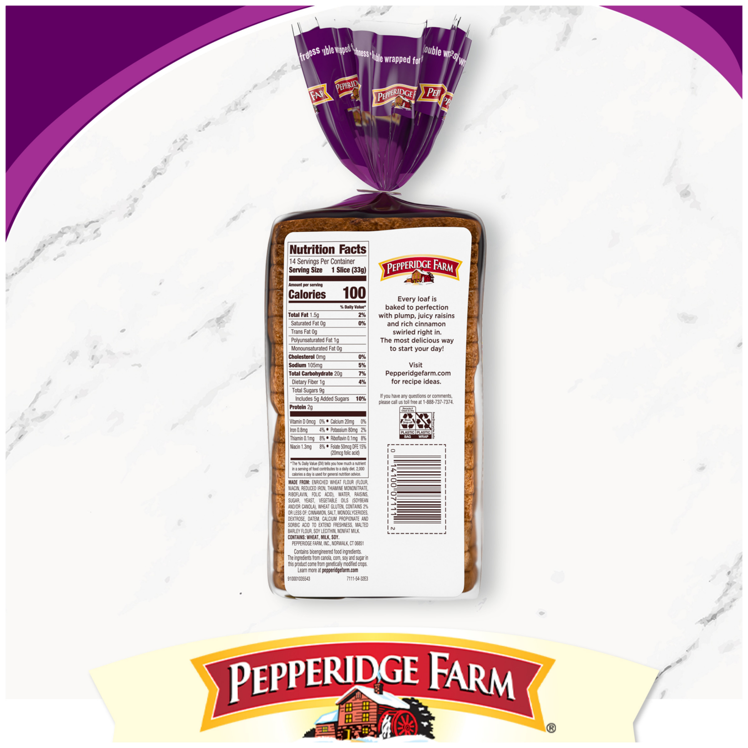 slide 3 of 5, Pepperidge Farm Raisin Cinnamon Swirl Bread, 16.000 oz