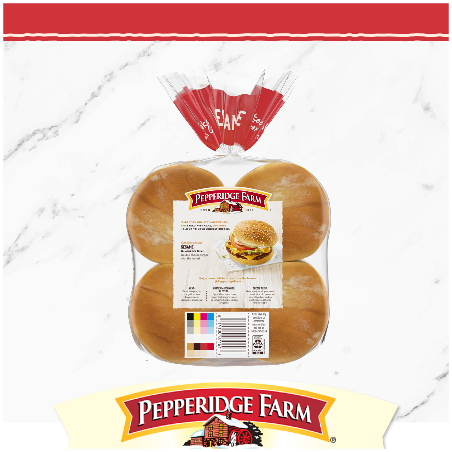 slide 4 of 7, Pepperidge Farm Sesame Topped Hamburger Buns, 15.000 oz