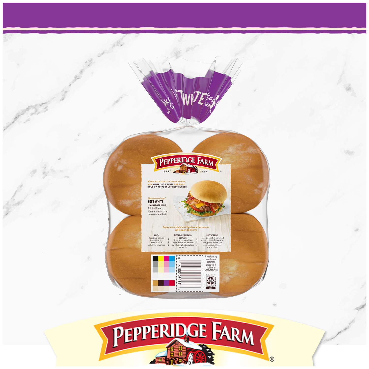 slide 3 of 5, Pepperidge Farm Soft White Hamburger Buns, 14.500 oz