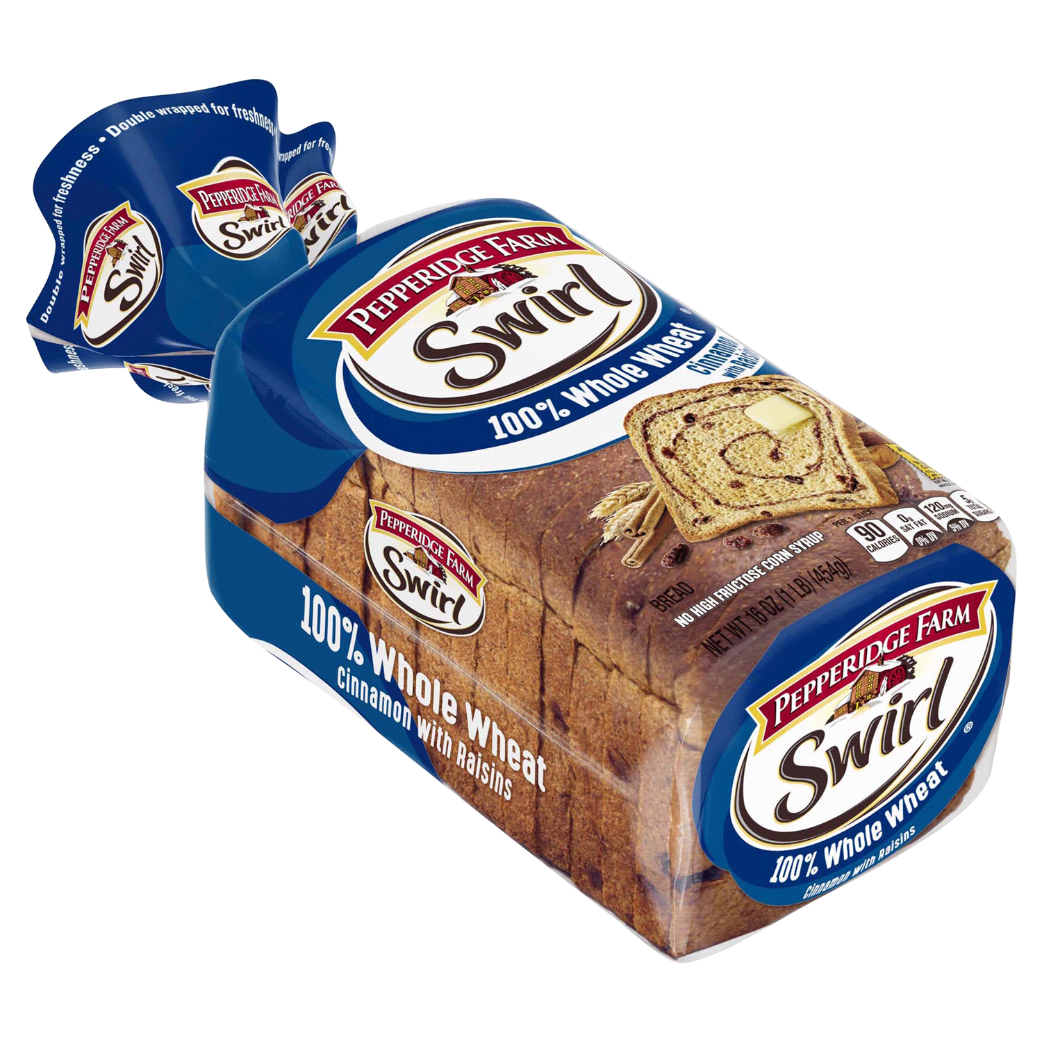 slide 2 of 2, Pepperidge Farm 100% Whole Wheat Cinnamon with Raisins Swirl Bread, 16.000 oz