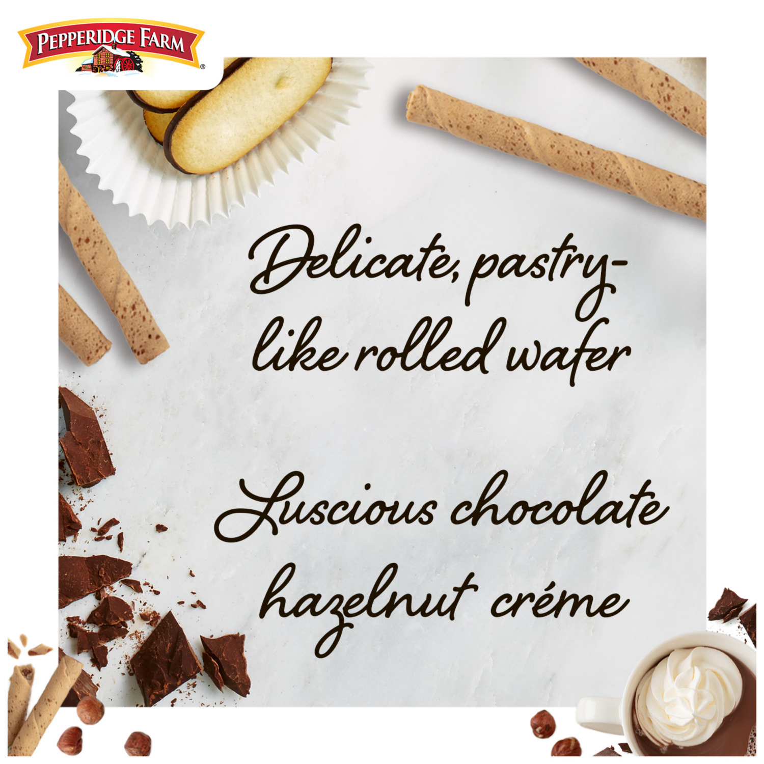 slide 5 of 7, Pepperidge Farm Crème Filled Wafers Chocolate Hazelnut Cookies, 13.500 oz