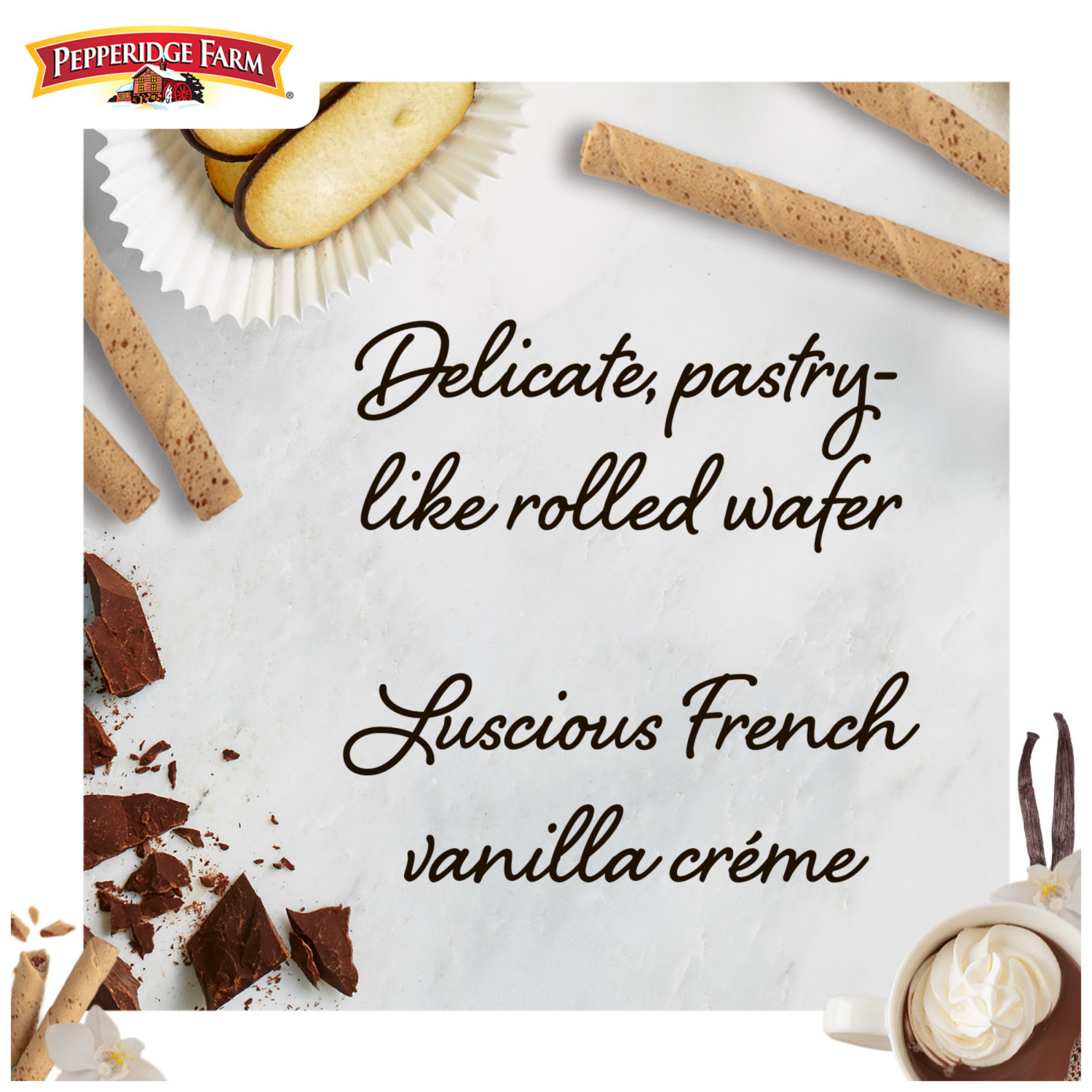 slide 5 of 7, Pepperidge Farm Crème Filled Wafers French Vanilla Cookies, 13.500 oz