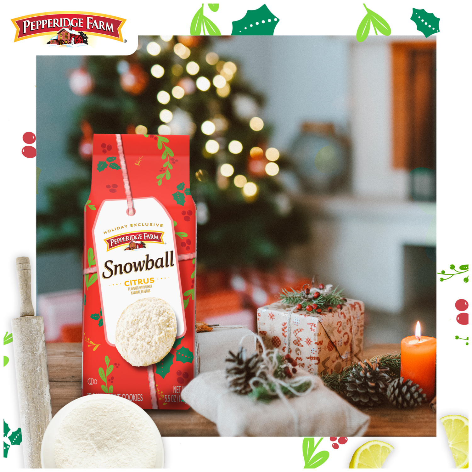 slide 3 of 6, Pepperidge Farm Snowball Citrus Flavored Cookies, 5.500 oz