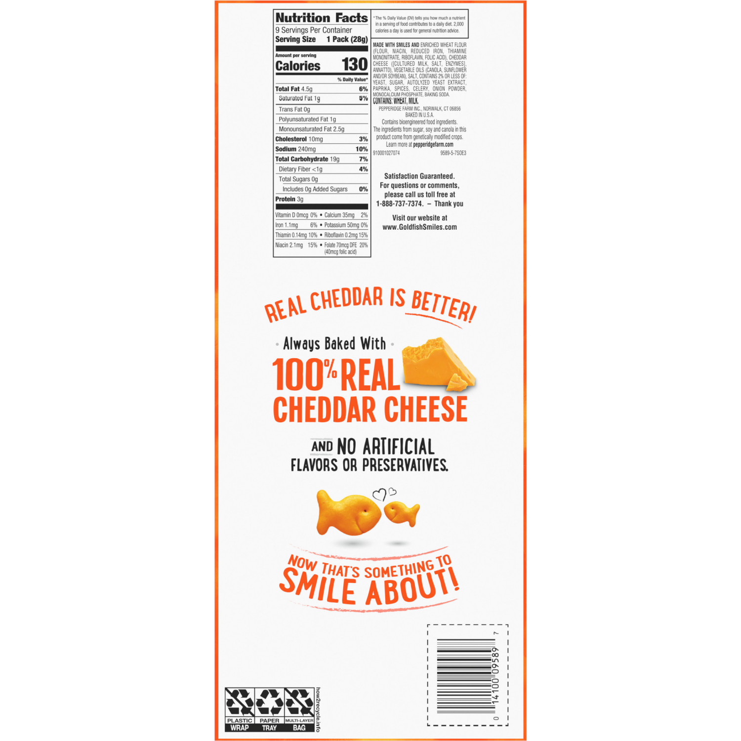 slide 3 of 8, Goldfish Cheddar Cheese Crackers, 9.000 oz